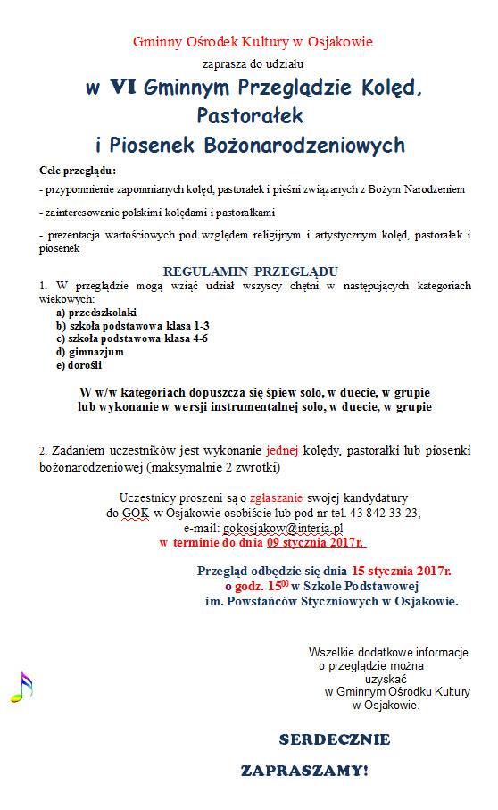 VI Gminny Przegląd Kolęd, Pastorałek i Piosenek Bożonarodzeniowych