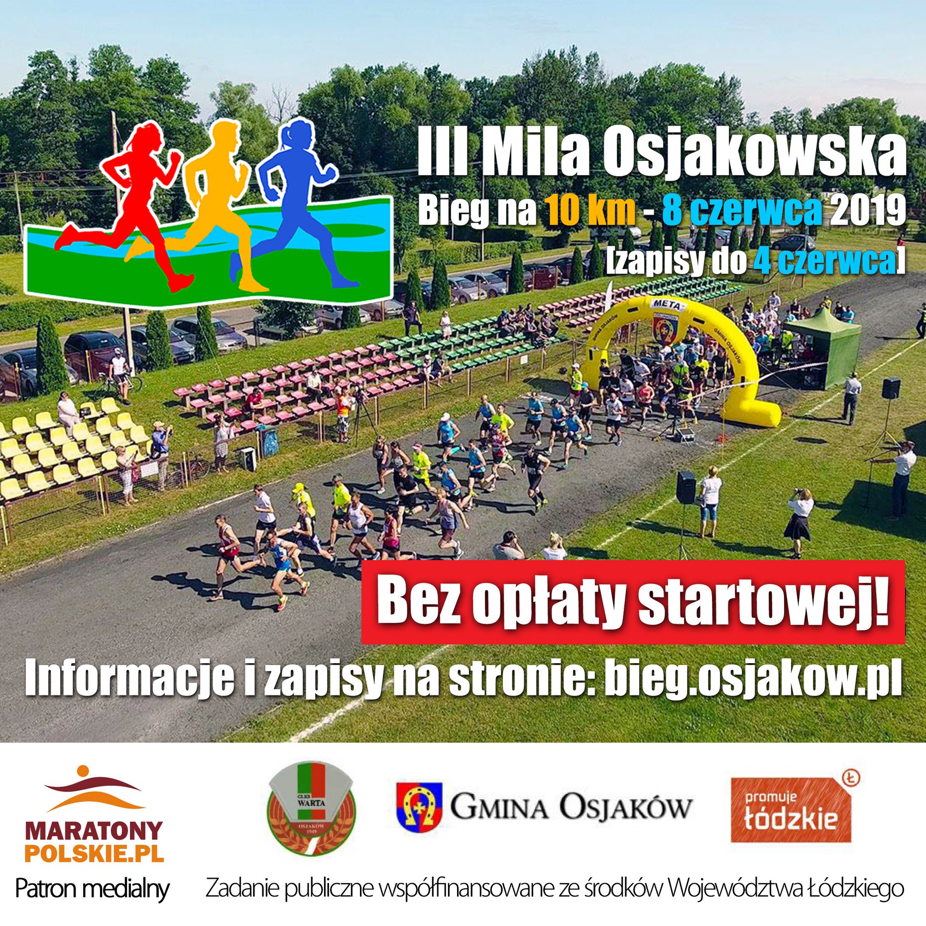 Bieg na 10 km w Osjakowie. Nie ma żadnej opłaty startowej. Zapisy na stronie