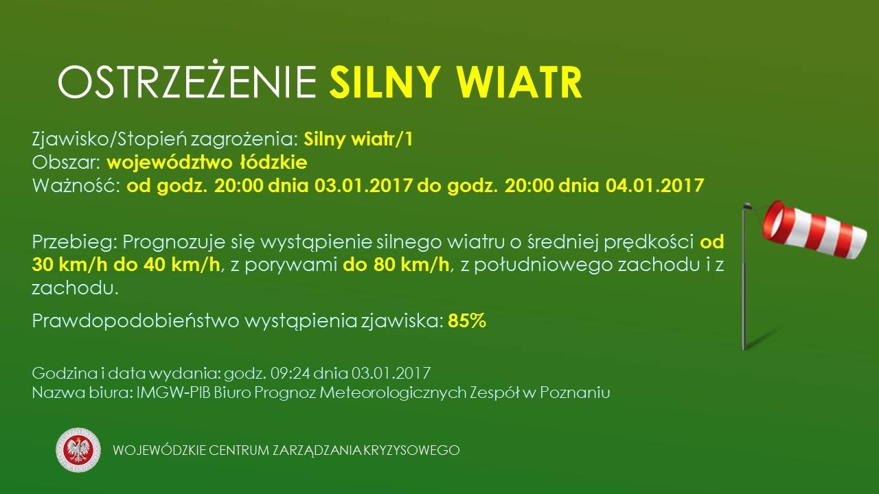 Nazwa biura: IMGW-PIB Biuro Prognoz Meteorologicznych Zespół w Poznaniu
 OSTRZEŻ...