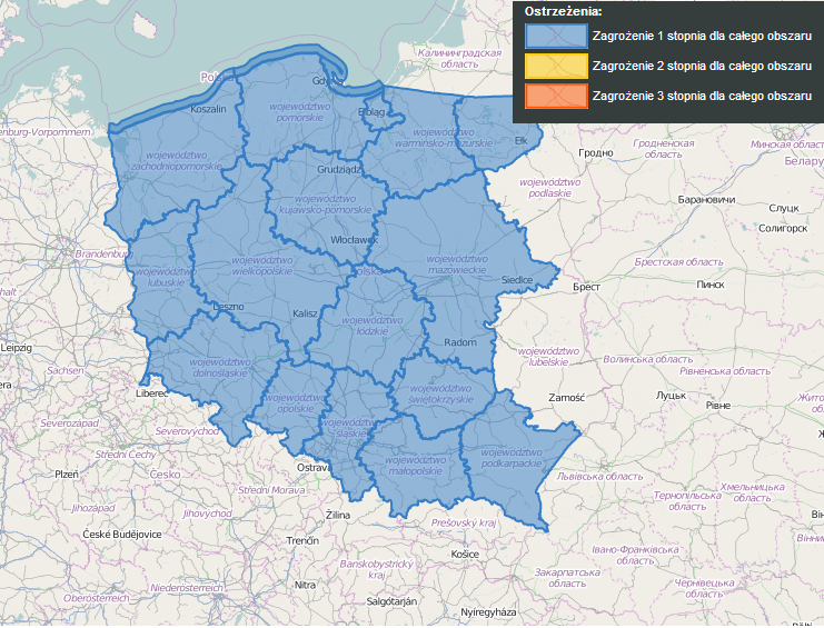 OSTRZEŻENIE Nr 66
 Zjawisko/Stopień zagrożenia: Silny wiatr/1
 Obszar: województ...
