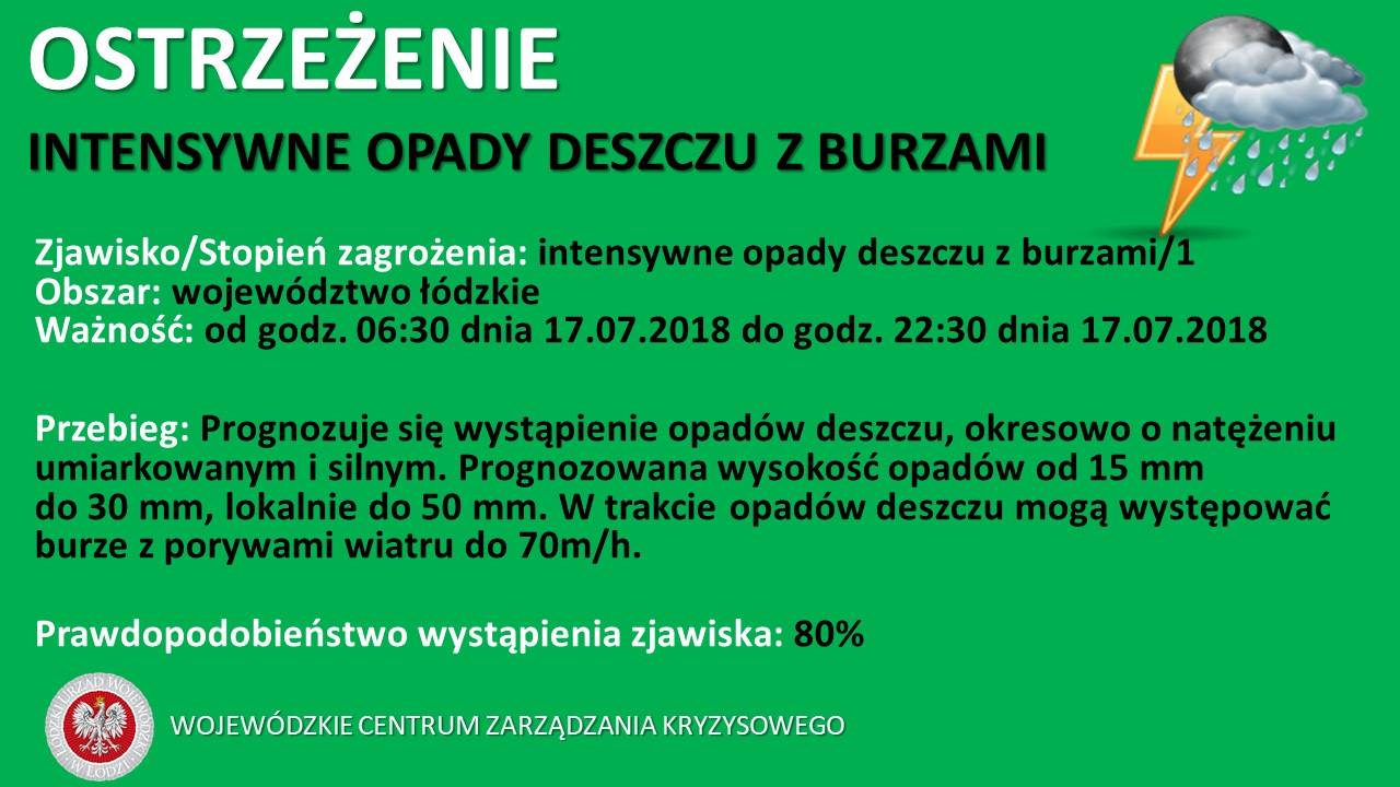 OSTRZEŻENIE:
 Obszar/powiaty: bełchatowski, kutnowski, łaski, łęczycki, łowicki,...