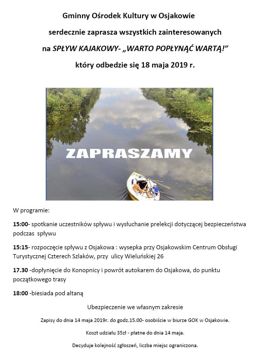 Spływ kajakowy Wartą