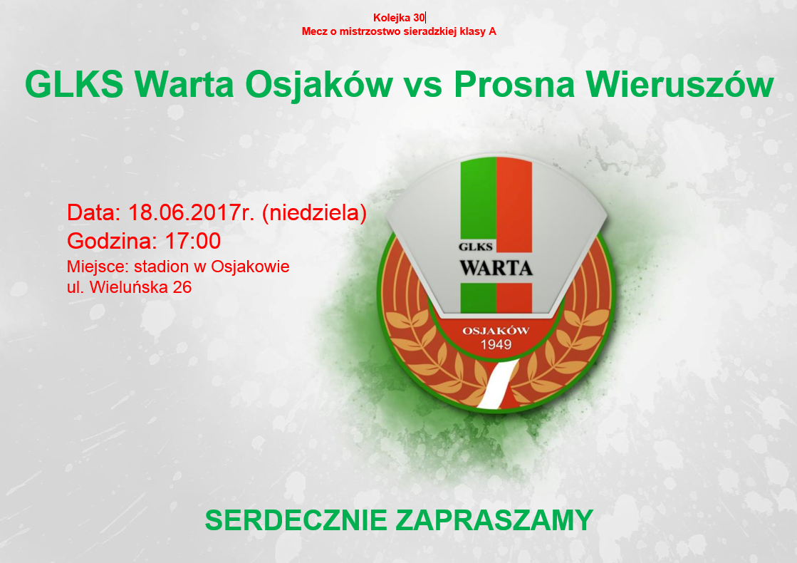 To już dziś, ostatnie spotkanie Warty Osjaków w tym sezonie !!!
 Nasza drużyna z...