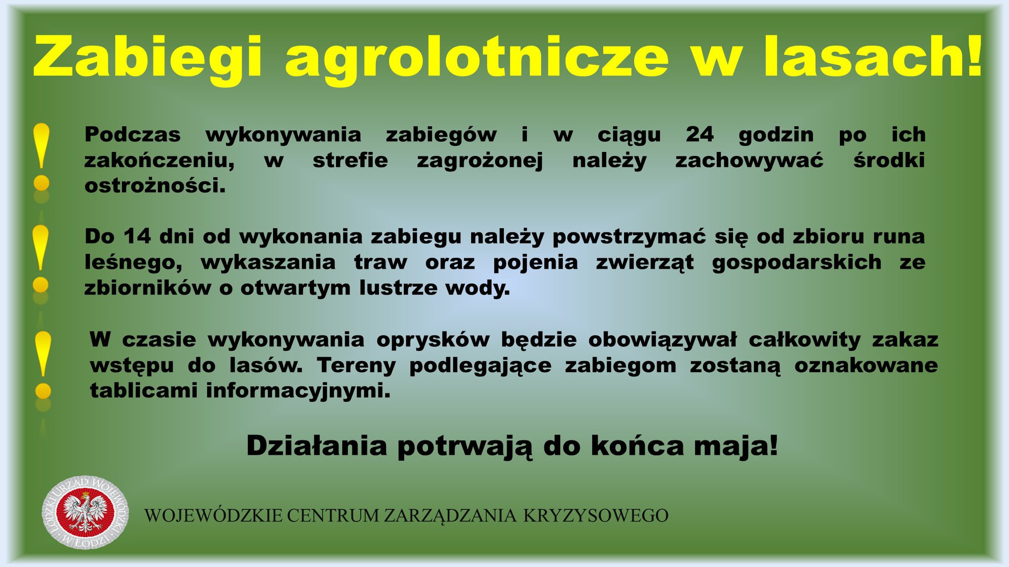 Uwaga! W lasach województwa łódzkiego rozpoczęły się zabiegi agrolotnicze. Przep...