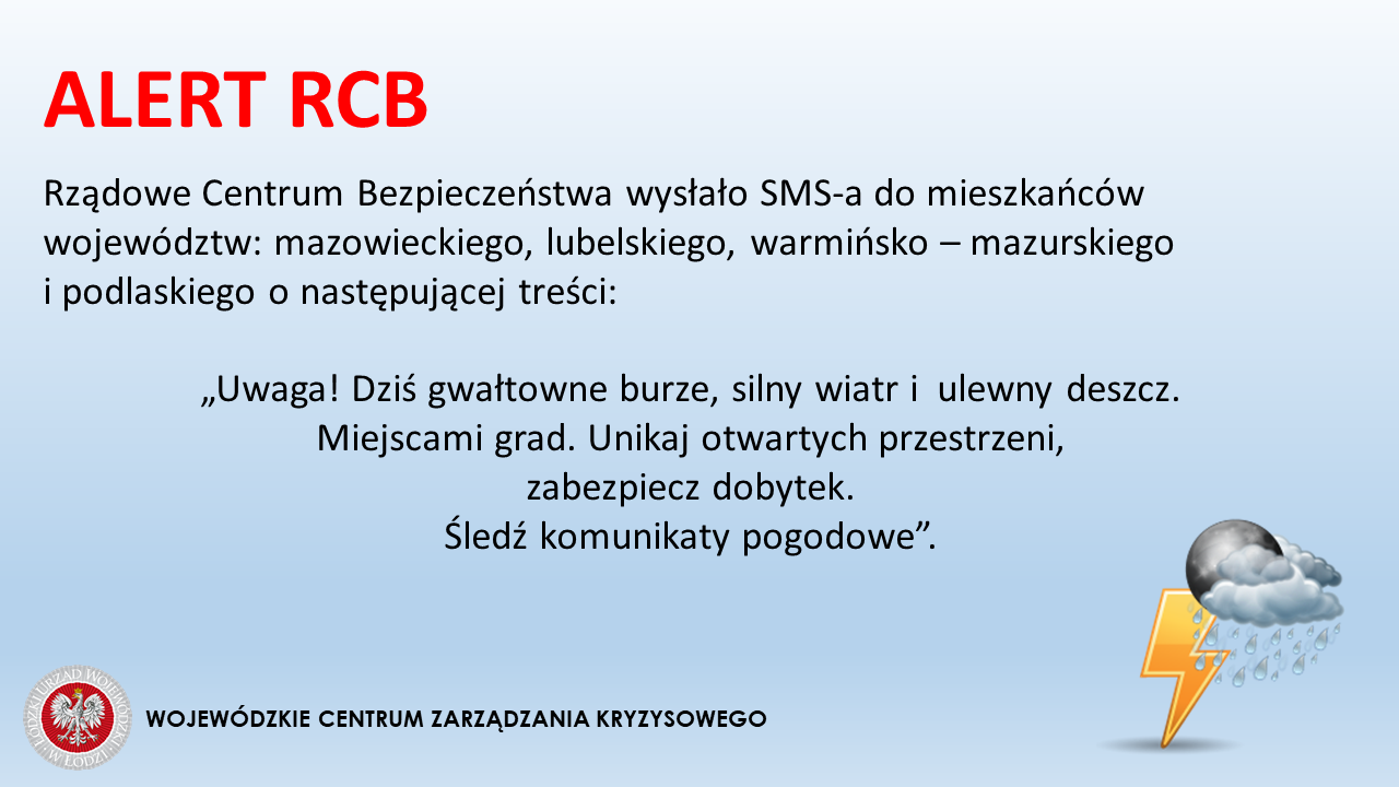 W ramch pilotażu projektu ostrzegania ludności o zagrożeniach poprzez wiadomość ...