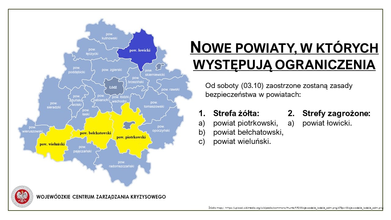 Gmina Osjaków, wraz z całym powiatem wieluńskim, znalazła się w strefie żółtej