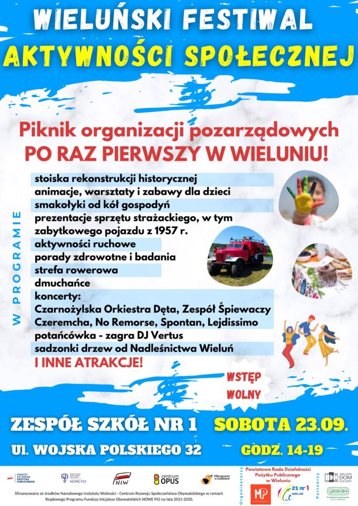 festiwal ngo plakat 724x1024 - Wieluński Festiwal Aktywności Społecznej