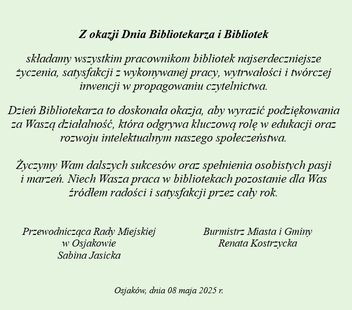 Dzien bibliotekarza - Życzenia z okazji Dnia Bibliotekarza