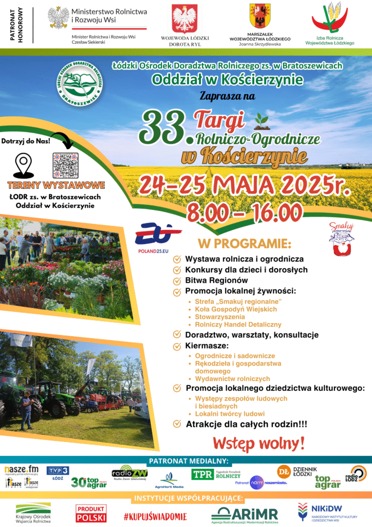Plakat TARGI MAJ 2025 724x1024 - Zaproszenie do udziału w 33. Targach Rolniczo-Ogrodniczych w Kościerzynie
