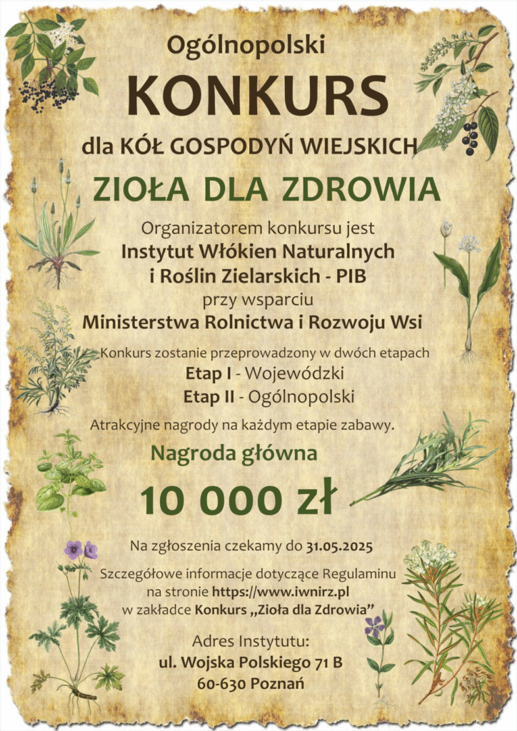 Ogólnopolski konkurs dla Kół Gospodyń Wiejskich "Zioła dla zdrowia" plakat 2 724x1024 - Ogólnopolski konkurs dla Kół Gospodyń Wiejskich "Zioła dla zdrowia"